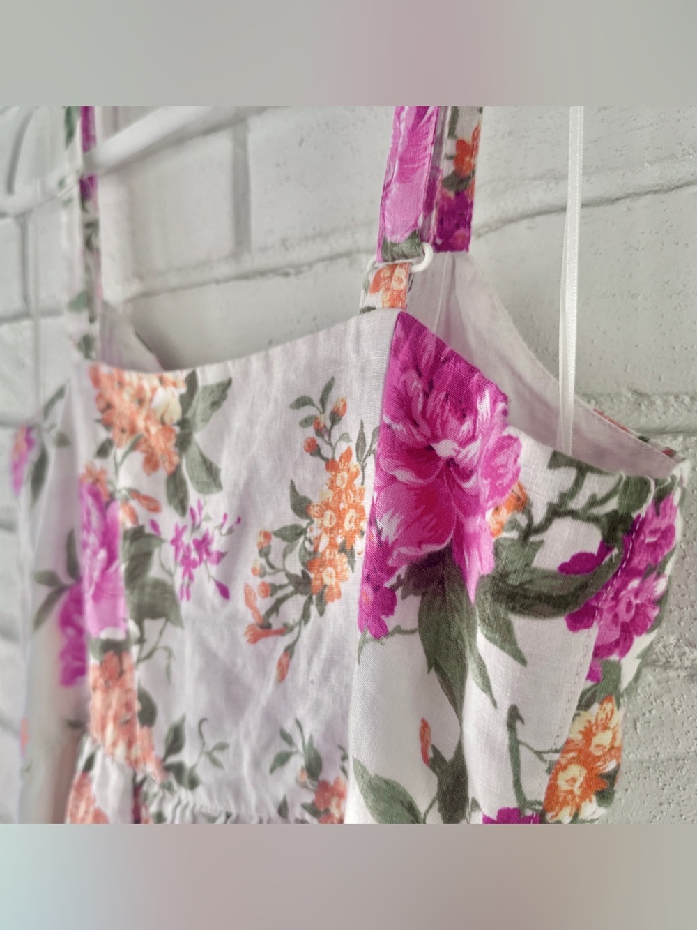 NWOT✨ CYNTHIA ROWLEY • Linen Midi Sun Dress • White Floral • Womens 6 US - Picture 7 of 12